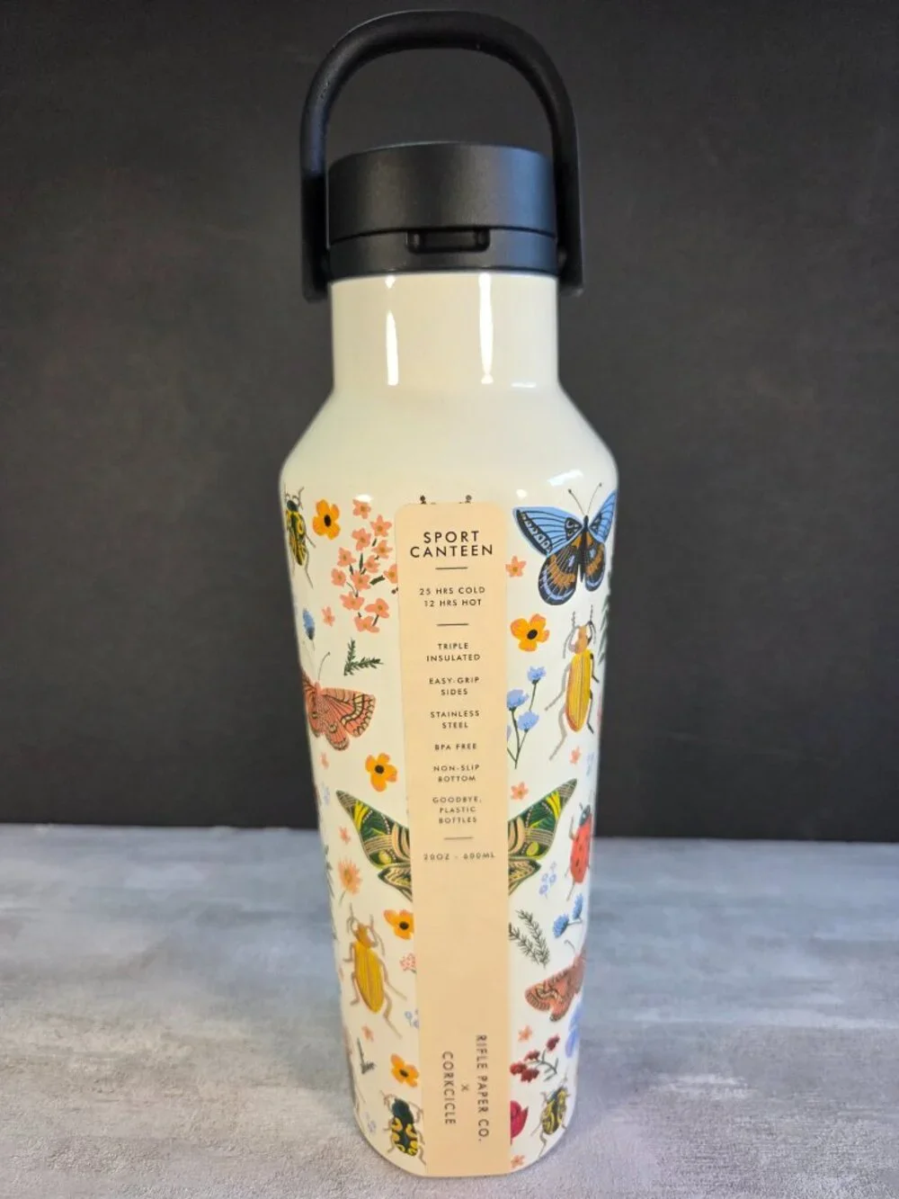 Rifle Paper Co x Corkcicle Curio Cream 20oz Insulated Canteen with Screw Top Lid